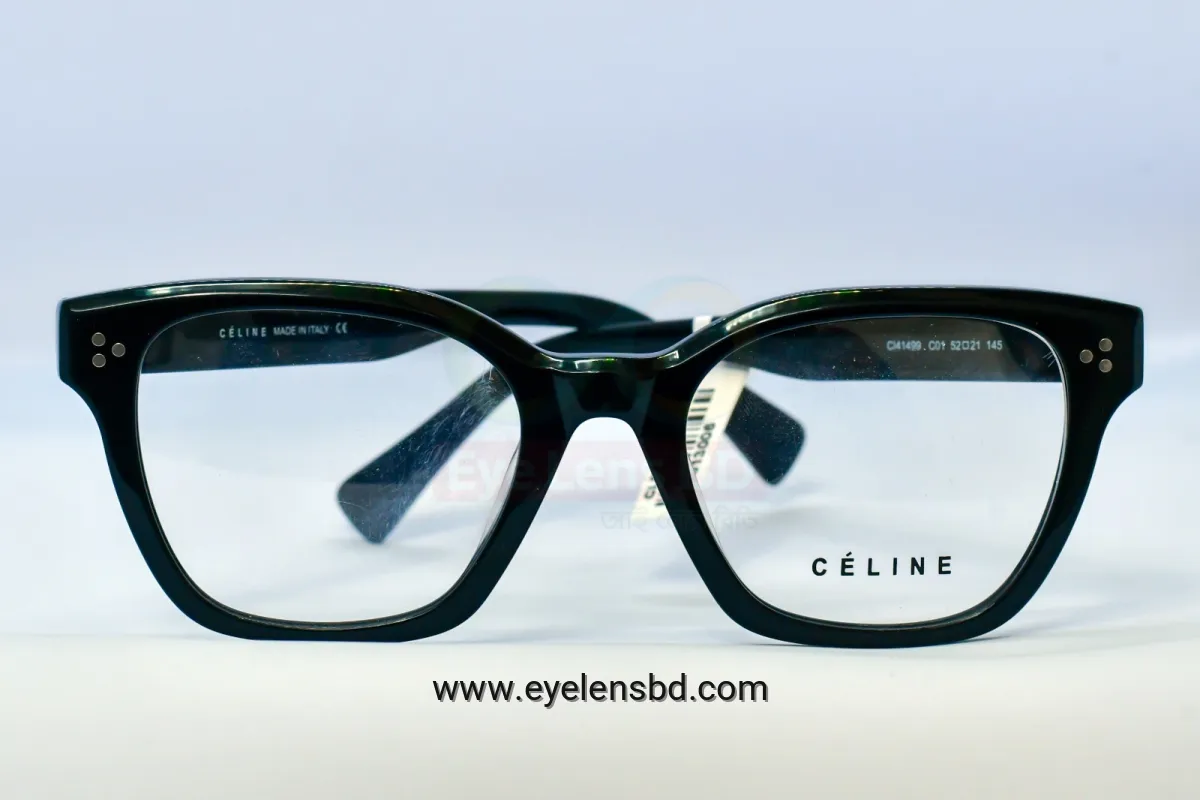 CELINE Premium Acetate Square Eyeglass Frame – Black | Unisex