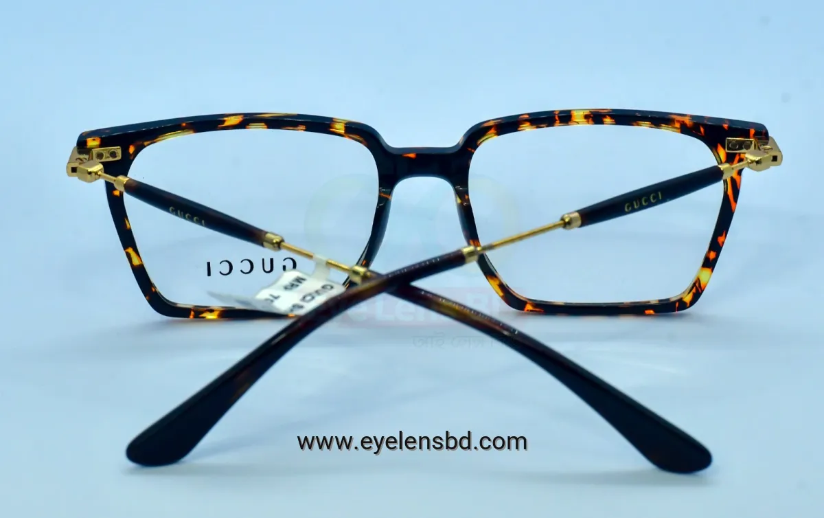 Gucci Premium Havana Tortoise Acetate Square Eyeglass Frame | Luxury Unisex Optical Frame