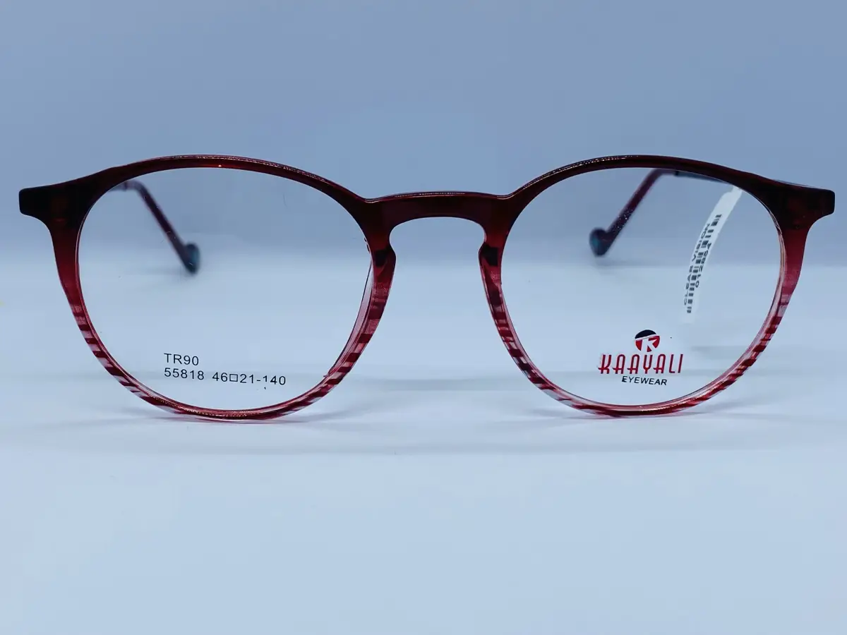 Kaayali Shell TR90 Oval Eyeglasses – Dual-Tone Wine Red & Striped Translucent