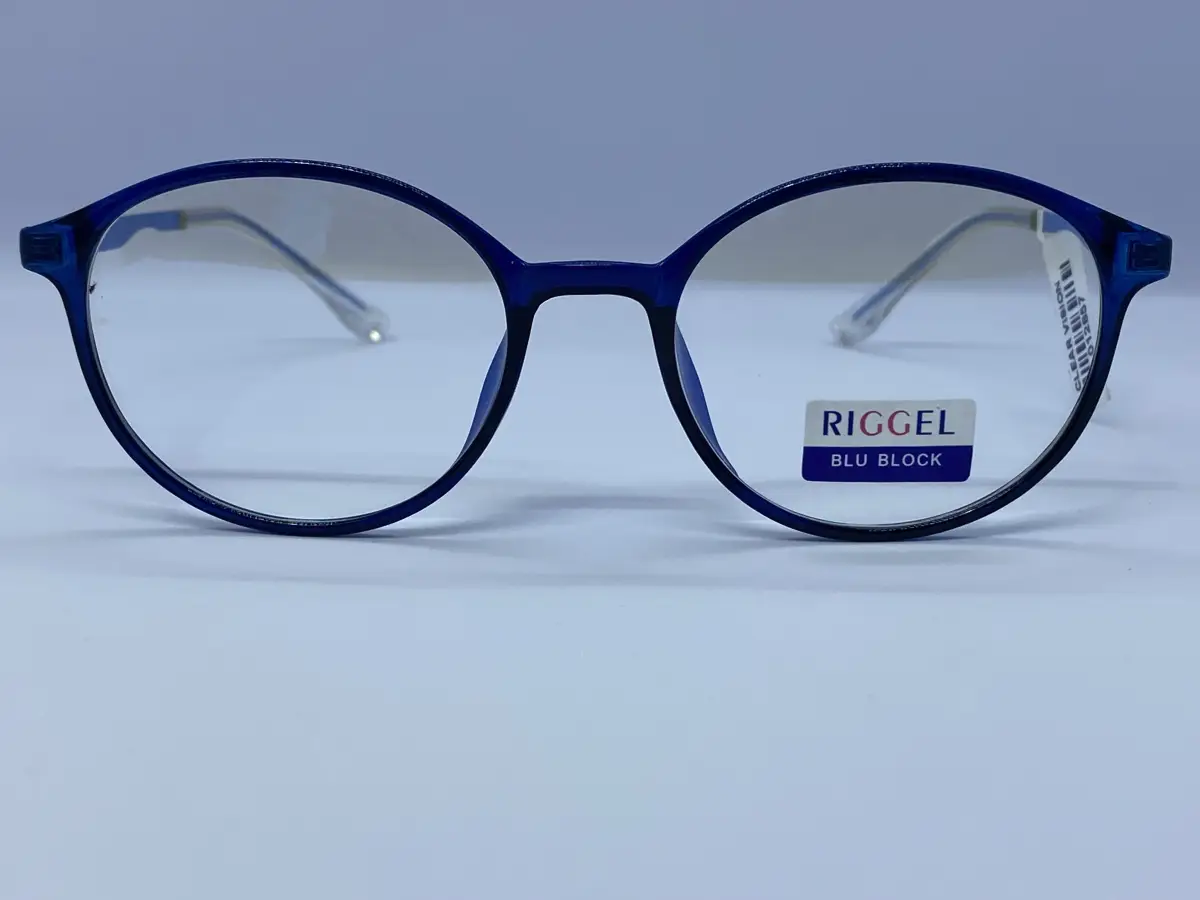 Riggel Shell Blu Block Dual-Tone Oval Glasses - Royal Blue & Black